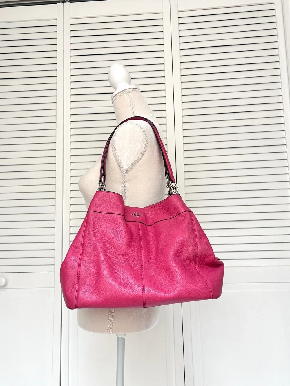 Coach Strawberry Pink Pebble Leather LEXY shoulder Bag #F57545 EUC w/Tags 🩷